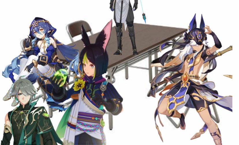 me  and   the   alpha   club   (   plus    nari   and   layla   )   right   after   my    lecture   on   being   sane   and   not   in   heat.   get   the   harbinger   off   the    table,   he’s   trying   to   assert    dominance?