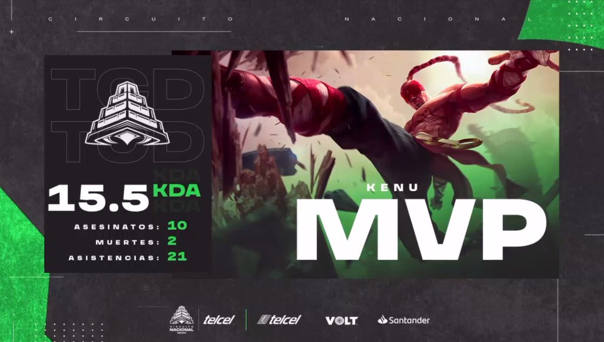 Gracias a @LVPmexLoL por el MVP el día de hoy 😎 <a href="/DragonesEsports/">Dragones Carolina eSports</a> <a href="/UCarolinaMx/">Universidad Carolina</a>