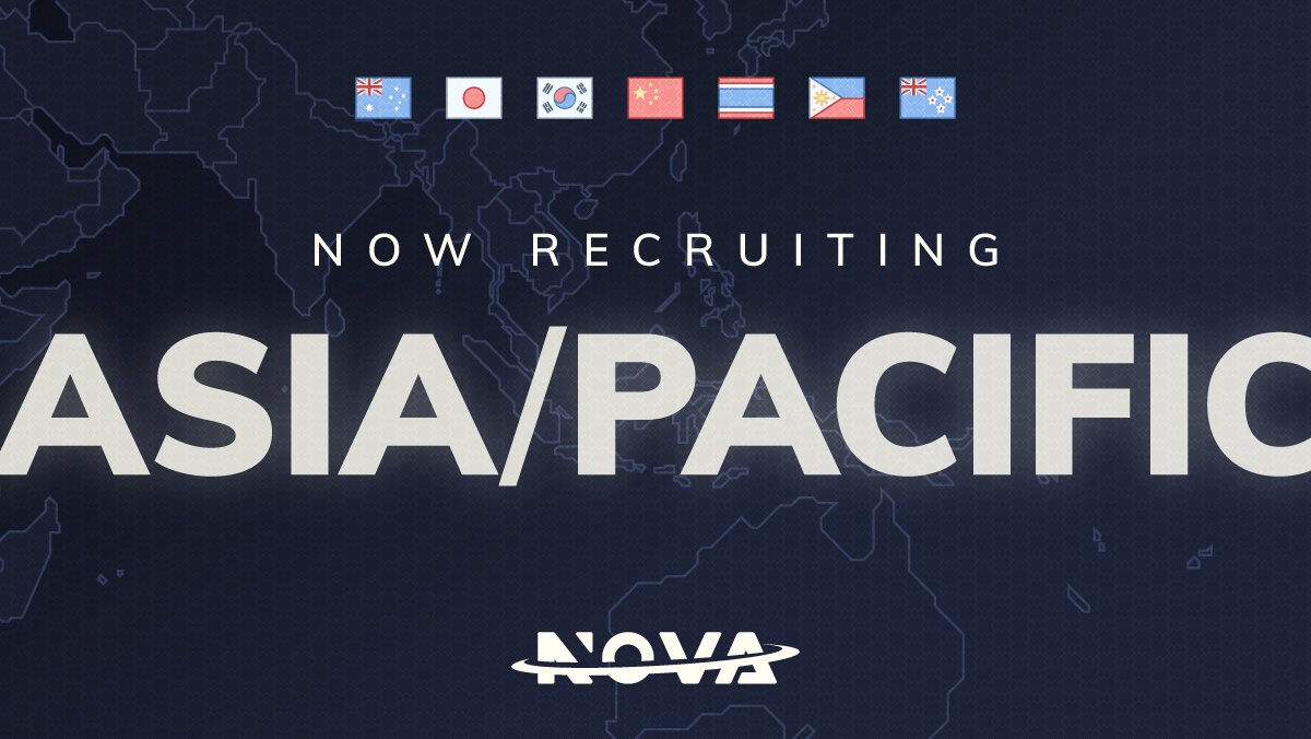 One of the largest, most active orgs in <a href="/RobertsSpaceInd/">Star Citizen</a>-NOVA Intergalactic- is looking for tough miners, curious explorers, death defying dogfighters, sharp-shooting space marines and more for our growing Asia/Pacific squads. Visit our website/discord to start your adventure!
