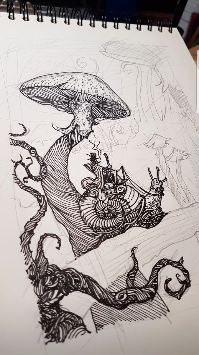 2006danny1's tweet photo. #排線 #插畫 #Artdan #sketch #drawing #illustration #art #mushroom #snail https://t.co/CO4FWrPIfB