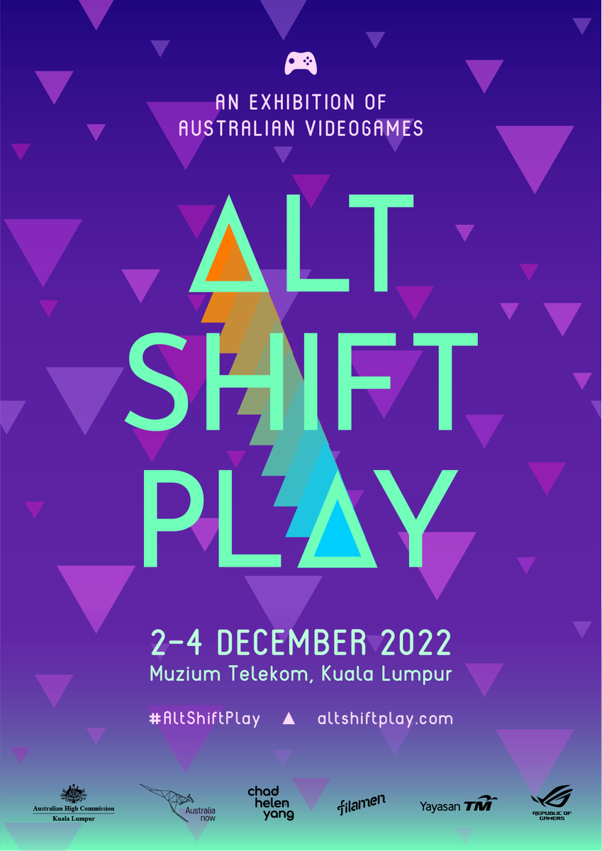 Alt-Shift-Play | 2โ4 Dec 2022 (@altshiftplay) on Twitter photo ๐บ ANNOUNCING ALT-SHIFT-PLAY ๐บ
๐ฎ An @australianow exhibition of Australian independent games presented in Malaysia in partnership with @DFAT & <a href="/AusHCMalaysia/">Danielle Heinecke</a>.
๐
2โ4 December 2022
๐ <a href="/muziumtelekom/">MUZIUM TELEKOM</a>, Kuala Lumpur
๐ altshiftplay.com
๐ซ FREE
#AltShiftPlay #Australianow ๐บ ANNOUNCING ALT-SHIFT-PLAY ๐บ
๐ฎ An @australianow exhibition of Australian independent games presented in Malaysia in partnership with @DFAT & <a href="/AusHCMalaysia/">Danielle Heinecke</a>.
๐
2โ4 December 2022
๐ <a href="/muziumtelekom/">MUZIUM TELEKOM</a>, Kuala Lumpur
๐ altshiftplay.com
๐ซ FREE
#AltShiftPlay #Australianow
