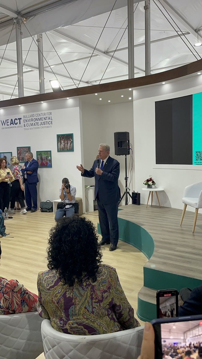 AdridEmilyCOP27's tweet photo. Heard from a few climate and EJ leaders at the first ever Blue Zone Climate Justice Pavillion at #COP27. @BullardCenter @DSCEJ @weact4ej @EPAMichaelRegan @algore https://t.co/f7c2vlOjkK
