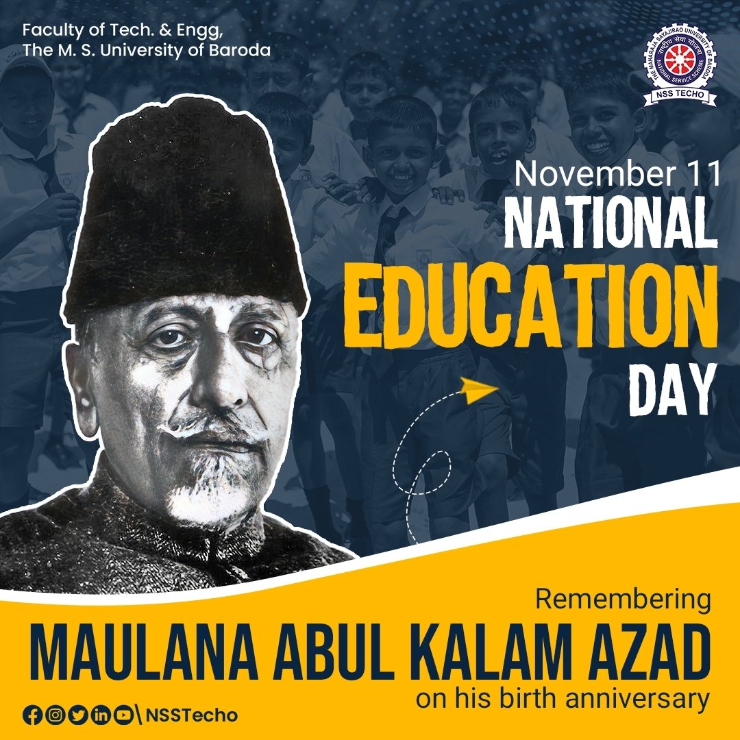 nss_techo's tweet photo. As quoted, "The education imparted by heart can bring revolution in society." By Maulana Abul Kalam Azad. "Let us always do our part to help educate a child on this day that honours the value of education".

#nationaleducationday
#nsstecho https://t.co/cxqT585i4O