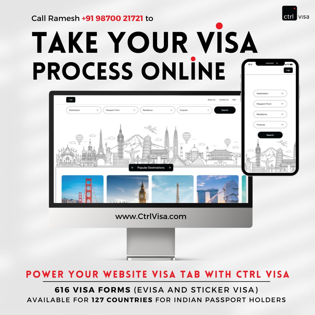 thewhiteboardco's tweet photo. Empower your Visa Business. 
Go online with Ctrl Visa system. 
Showcase 616 Visa Forms (eVisa &amp; Sticker Visa) of 127 countries for Indian Passport Holders on your Visa tab. 
Login for your corporates.
Visit https://t.co/uTbCpfSh1h or Call Ramesh +91 98700 21721 for Demo https://t.co/8griHUcods