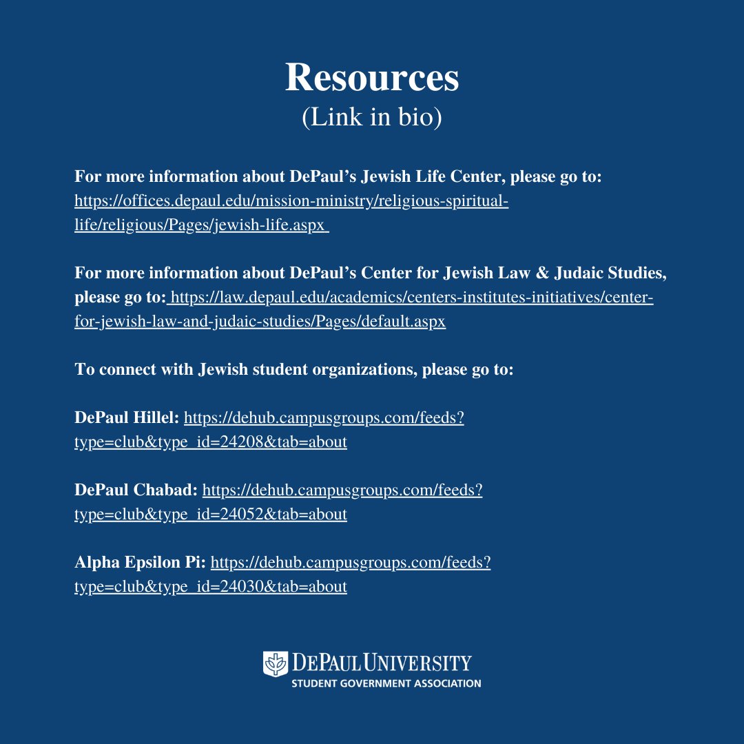 This evening, the DePaul Student Government Association voted to pass the following statement against anti-Jewish hate: