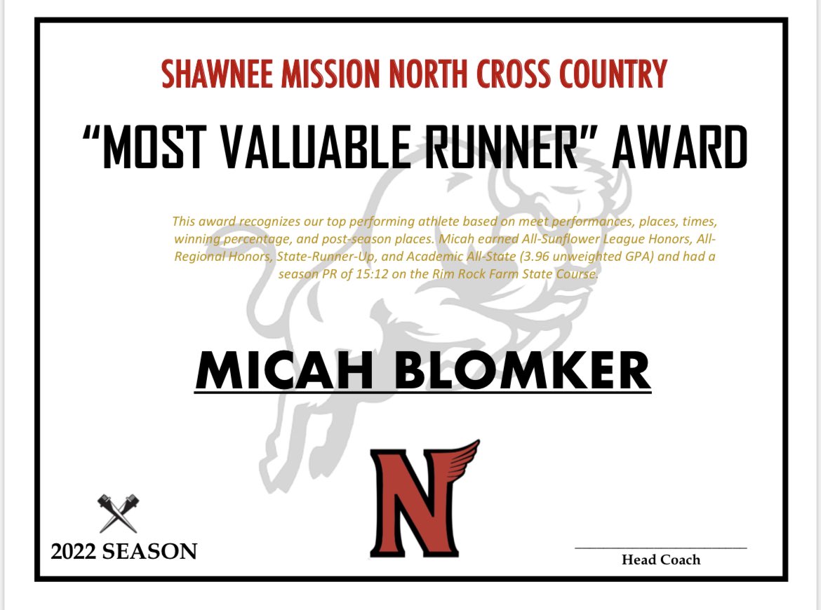 SMNXC Banquet Awards:
Congrats to our “Newcomer of the Year” Award Winners &amp; our “Most Valuable Runner” Award Winners.
- Spencer Pye (Boys Newcomer)
- Brittney Betancourt (Girls Newcomer)
- Brenna Murphy (MVR)
- Micah Blomker (MVR)