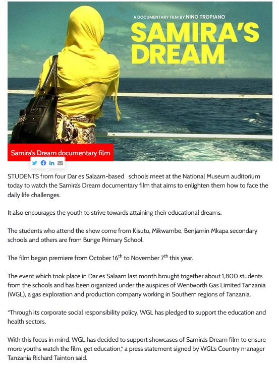WentworthFound's tweet photo. Well done @WenResources 🙌

Samira’s Dream film enlightens Dar students.   https://t.co/lTCXPKjDZG https://t.co/cMQHPgySbC