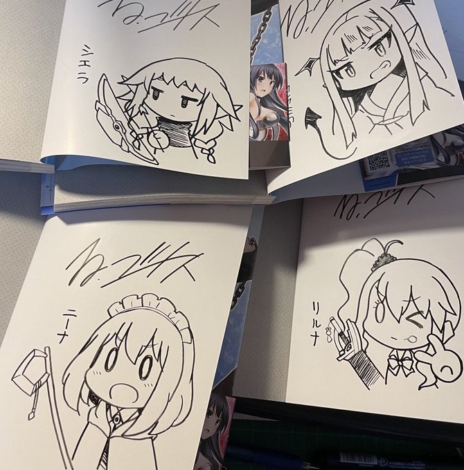 「姫騎士がクラスメート!」もサイン本描かせていただきました!!!!!
姫クラは12日からです!!
キャラ10通り分あるやで✌️ https://t.co/zHqKT8At2u 