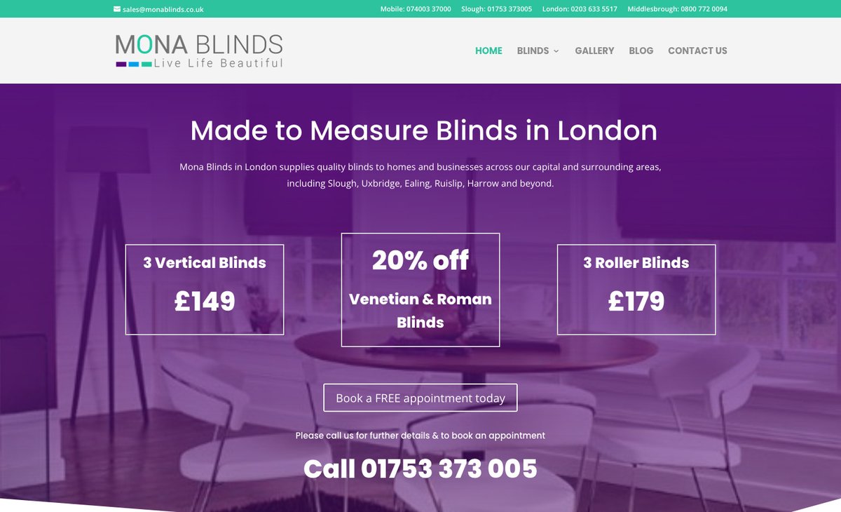 websurl's tweet photo. New #Site on our #Gallery : Mona Blinds
by Bootcamp Media @BootcampMediaUK
https://t.co/KHz4iBYyPG
#measureblinds #monablinds #verticalblinds #romanblinds #rollerblinds #venetianblinds #woodenblinds #skylightblinds #blackoutblinds #commercialblinds #blindsinlondon #qualityblinds https://t.co/ThPHJBKGne