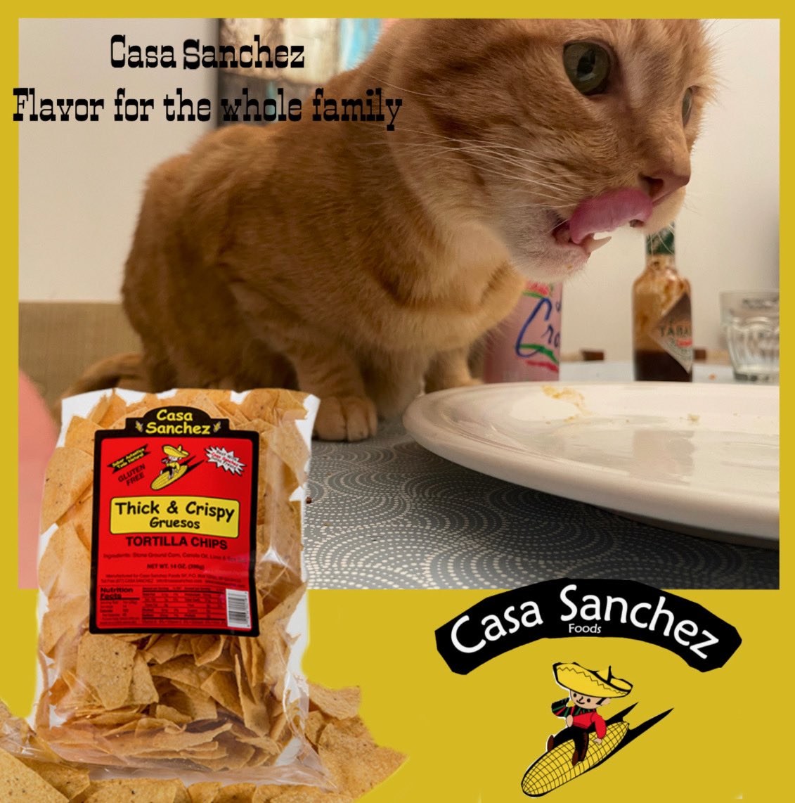 <a href="/CasaSanchezSF/">Casa Sanchez SF</a> my daughter just made this because our cat loves your chips more than treats.

Tbh we all go through a LOT of Thick &amp; Crispy together. But he is not down for Picosos.