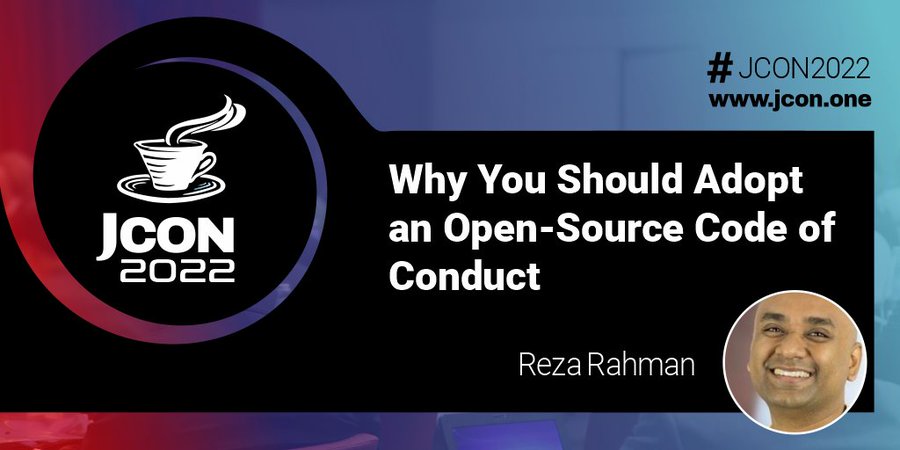 Thanks JCON for publishing the video for my "Why You Should Adopt an Open Source Code of Conduct" talk. This is a talk that means a lot to me and I am grateful to be able to present it. youtube.com/watch?v=UxabJR… // <a href="/jcon_conference/">JCON</a>