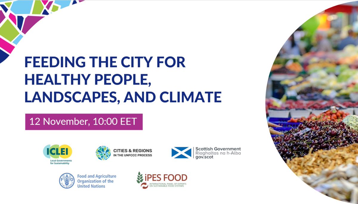 Happening tomorrow: join us at 10 EET at the #LGMA Pavilion at <a href="/COP27P/">COP27</a> for our session on feeding the city, co-hosted by <a href="/ICLEI/">ICLEI</a> <a href="/FAO/">Food and Agriculture Organization</a> <a href="/IPESfood/">IPES-Food</a> with <a href="/eugeniacarrara/">Eugenia Carrara</a> <a href="/chantalwclement/">Chantal Wei-Ying Clement</a> <a href="/MPilarBuenoR/">Pilar Bueno Rubial</a> among others! Register for the #LGMA Pavilion bit.ly/3W24urd
