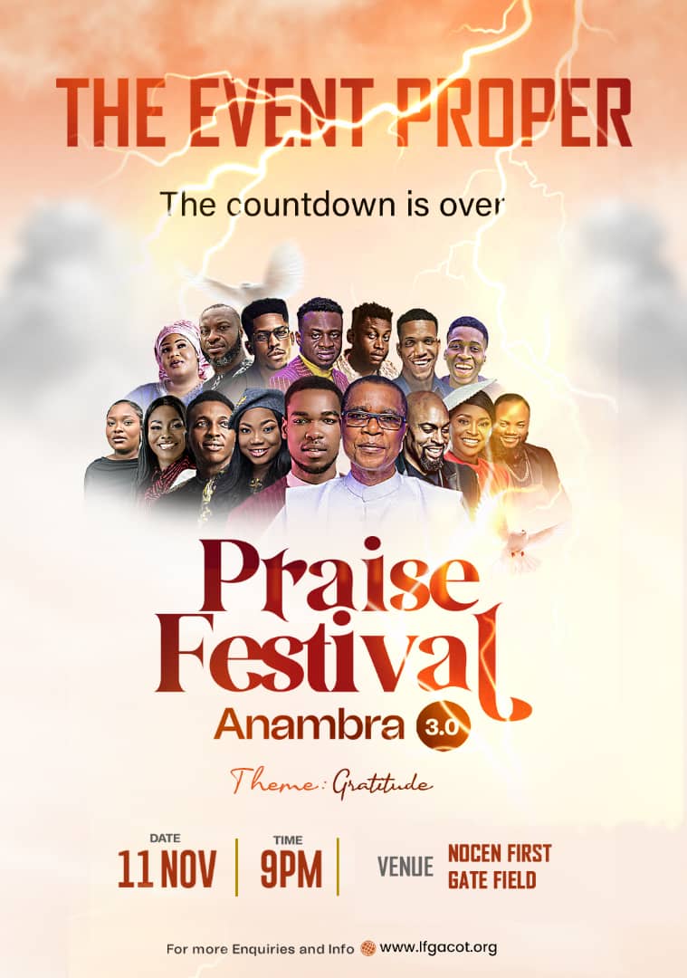 pstsamobiorah's tweet photo. It's finally here! The much anticipated Praise Festival 2022 is today!

Prepare your dancing shoes as the event kicks off by 8pm til dawn at the field of Nwafor Orizu College Of Education (NOCEN) Nsugbe
 
Prepare!

#lfgacot
#Praisefestival
#PSAM
#cot https://t.co/nhEBGJjxSN