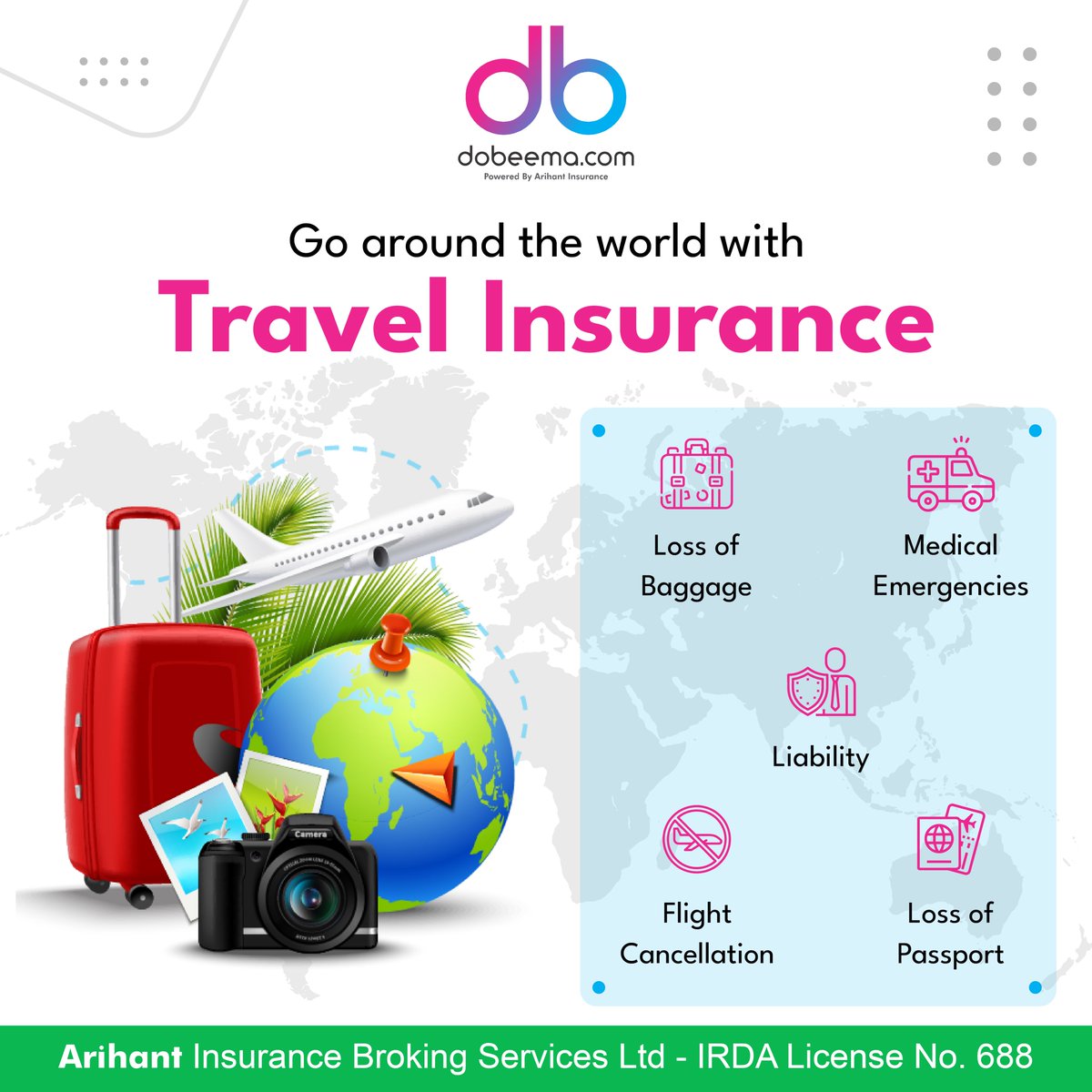 dobeema's tweet photo. Travel around the world, and leave your worries behind. 
Baggage loss, Medical emergencies or flight delay? Let your insurance take care of it while you travel tension free 🙂!

Contact DoBeema today for choosing the right travel insurance. M: 91091 72074

#ArihantInsurance https://t.co/9a51Rwq7vb