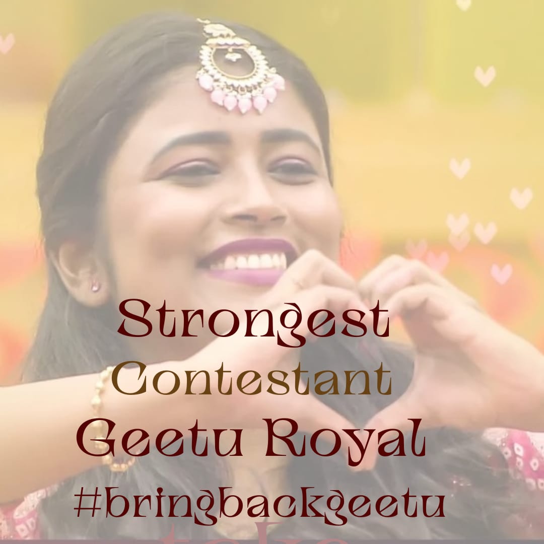 Mounikaa (@vangarimounika1) on Twitter photo Bring back geethu without geethu there is no bigboss season 6 🙏🙏🙏 re_entry geethu ❤️❤️🫶🫶
#bringbackgeethu #BiggBossTelugu6 #unfairelimination #RETWEEET #starmaa #geethuroyal #wewantgeethuback
<a href="/GeetuRoyal/">Galatta Geetu Royal</a> <a href="/TrendsGeetu/">Trends Geetu Royal 🔥ᴳᵉᵉᵗᵘᴿᵒʸᵃˡ𓃵</a> @__Achiever___ <a href="/anonymouss7795/">Sripad Speaks</a> <a href="/Gayathr53209851/">Gayathri R</a> <a href="/StarMaa/">Starmaa</a> Bring back geethu without geethu there is no bigboss season 6 🙏🙏🙏 re_entry geethu ❤️❤️🫶🫶
#bringbackgeethu #BiggBossTelugu6 #unfairelimination #RETWEEET #starmaa #geethuroyal #wewantgeethuback
<a href="/GeetuRoyal/">Galatta Geetu Royal</a> <a href="/TrendsGeetu/">Trends Geetu Royal 🔥ᴳᵉᵉᵗᵘᴿᵒʸᵃˡ𓃵</a> @__Achiever___ <a href="/anonymouss7795/">Sripad Speaks</a> <a href="/Gayathr53209851/">Gayathri R</a> <a href="/StarMaa/">Starmaa</a>