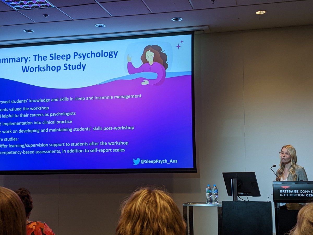 So exciting to present my final PhD study results on a statewide roll-out of our Sleep Psychology Workshop to upskill trainee psychologists in #sleep and #circadianrythms! Our goal is for every trainee psychologist to ask about sleep and know about of #CBTI #SDU22