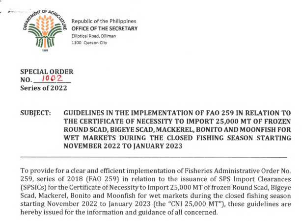 jearcalas's tweet photo. JUST IN: The Philippine government has approved the importation of 25,000 metric tons of fish for wet market consumption, covering the close fishing season months of November until January next year. @BusinessMirror https://t.co/SOCJKDj0VK