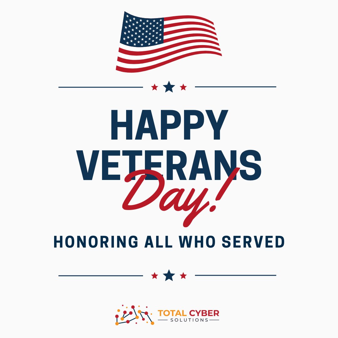 totalcyber's tweet photo. This Veterans Day, we honor our servicemen and servicewomen for their bravery and sacrifice. Thank you to all who have proudly served our country.

#VeteransDay #ThankAVeteran https://t.co/OB4AcdZcMG