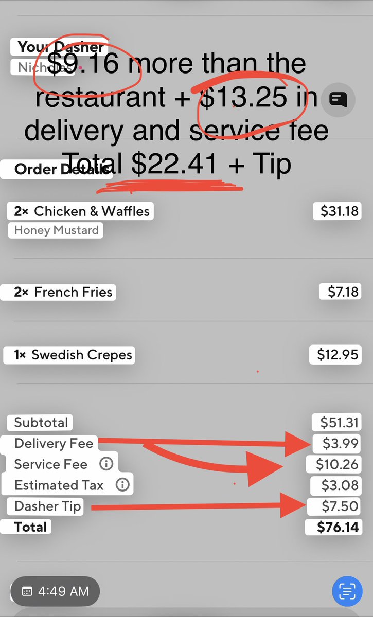 SussyTomer's tweet image. I get it, you need to make money but you must be transparent on the overpriced items PLUS delivery fee + service fee + Tip, 30% more total, see the difference from the actual restaurant, this is my breakup Tweet with you @DoorDash! #overprice #overcharges #breakuptweet