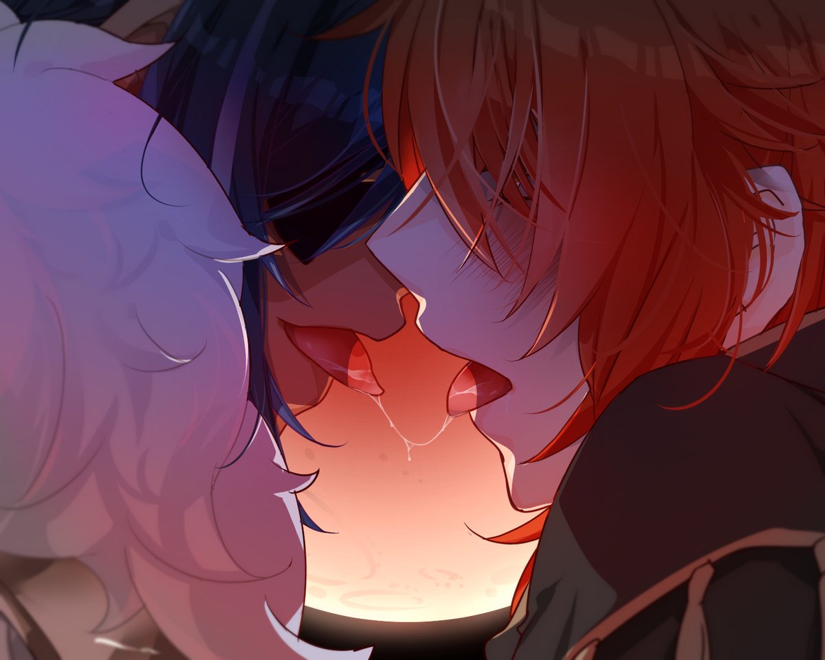 ディルック(原神) ,ガイア(原神) 「 #Kaeluc  」|蒼灰の月[Tuki]のイラスト