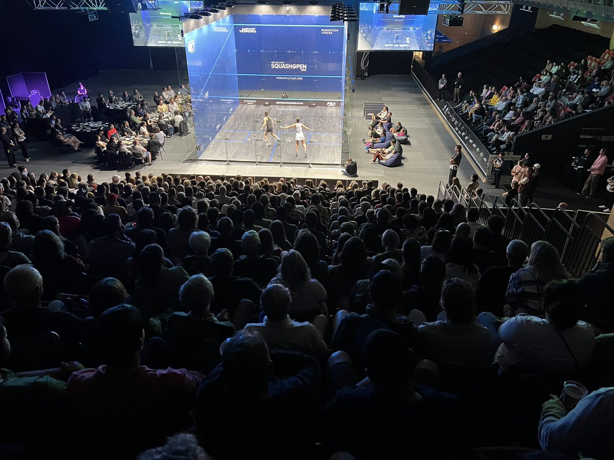 squashnz's tweet photo. How good is this…second half of quarters at NZ Squash Open underway with capacity crowds #Squash #nzsquashopen https://t.co/y2vxbpcks4