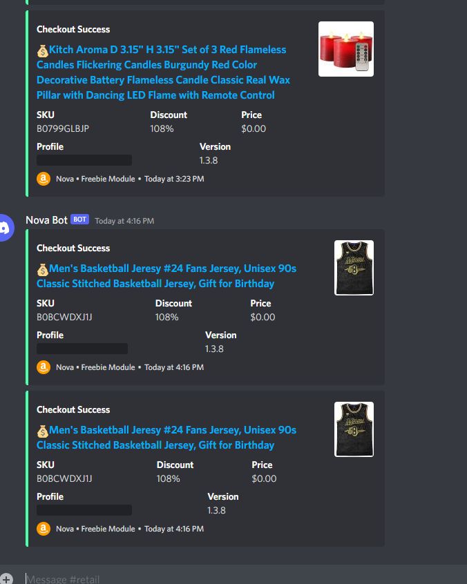 24 hours in and already hitting freebies.. 
Thanks @Nova_Bott ...
<a href="/ArsonServers/">Arson Servers LLC</a> <a href="/NovasCooks/">Nova Success</a> <a href="/RunProxies/">Run Proxies</a>