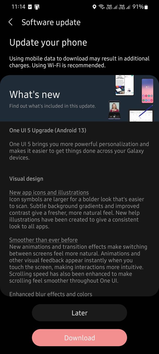 TechGreyNade's tweet image. Finally got the #OneUI5 #Android13 Update in #India 
#Samsung 
#S21 +