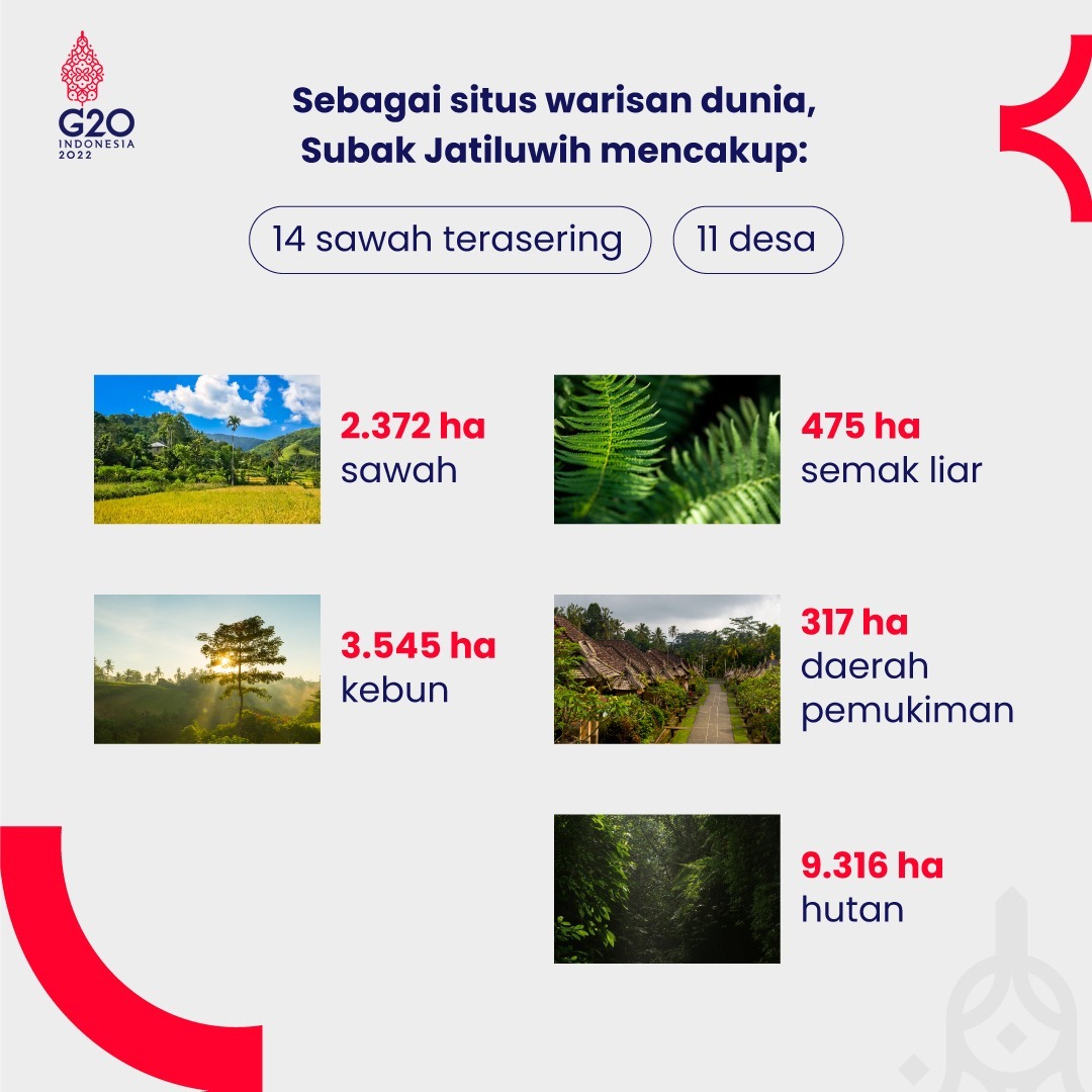 kemendespdt's tweet photo. Tahukah #SobatDesa bahwa Subak Jatiluwih yang berlokasi di Tabanan, Bali ditetapkan sebagai salah satu situs warisan dunia oleh UNESCO?

#KemendesPDTT
#G20Indonesia
#G20Updates
#GotongRoyong20 https://t.co/DGATXsflNy