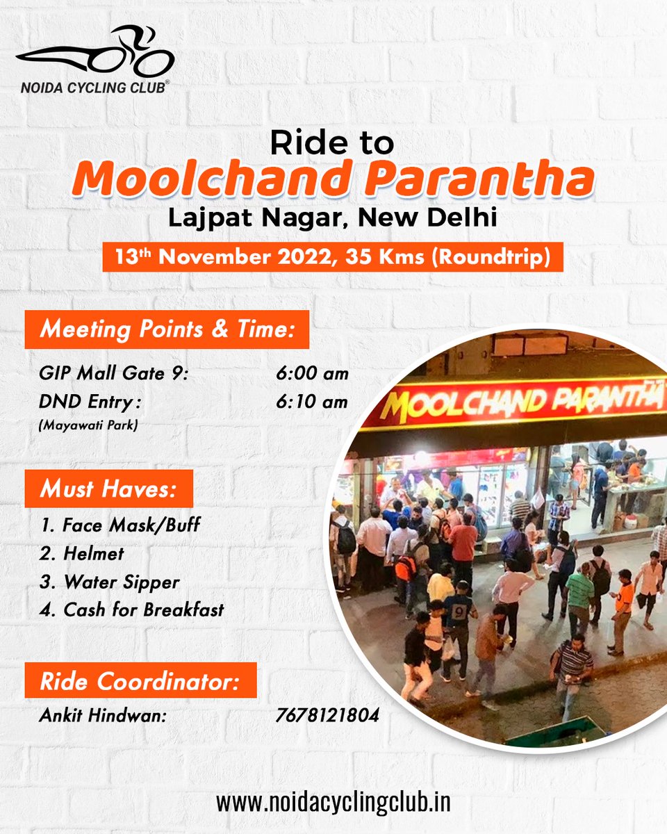 What more interesting to enjoy your favourite healthy snack while exercising?
Join us this weekend for a beginner ride to Lajpat Nagar, Delhi
Need any details contact
Ankit Hindwan: 7678121804
#noidacyclingclub #ncc #fitness #cycling