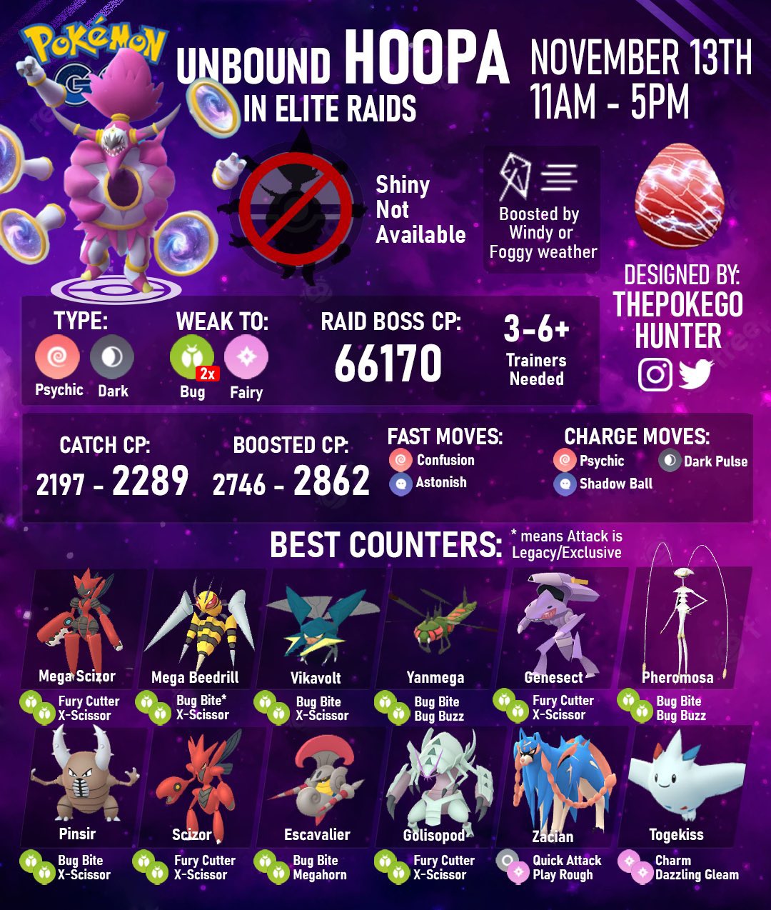 Hoopa Unbound Pokemon Go Raid Counters and weaknesses