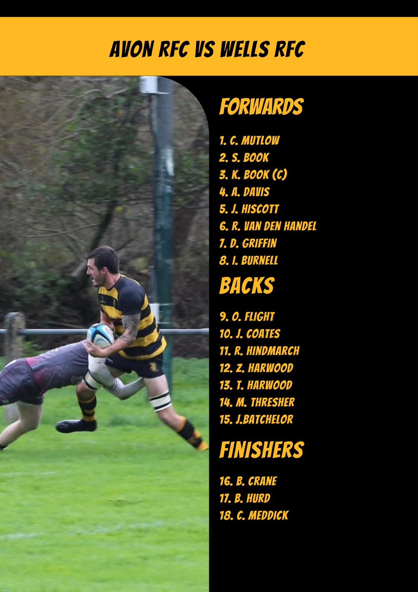 🏉 SQUAD 🏉 Our 1st XV to face Wells RFC away. Good luck lads!