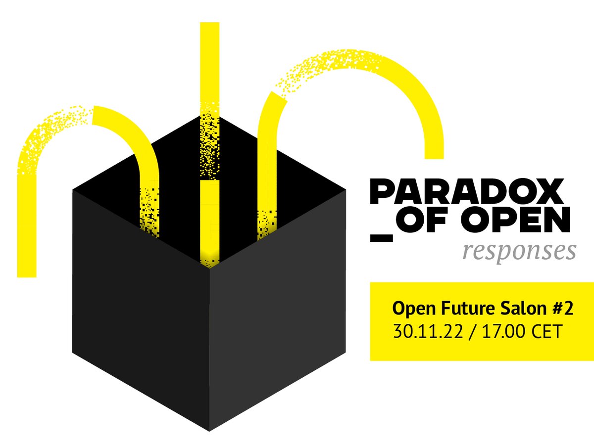 On 28 November, we are doing an online launch of an anthology of responses to the #ParadoxofOpen. Our guest speakers will be James Boyle <a href="/thepublicdomain/">James Boyle @thepublicdomain on all sites</a> and Anna Mazgal <a href="/a2na/">Anna Mazgal</a> - both are contributors to the anthology. More info: openfuture.eu/event/open-fut…