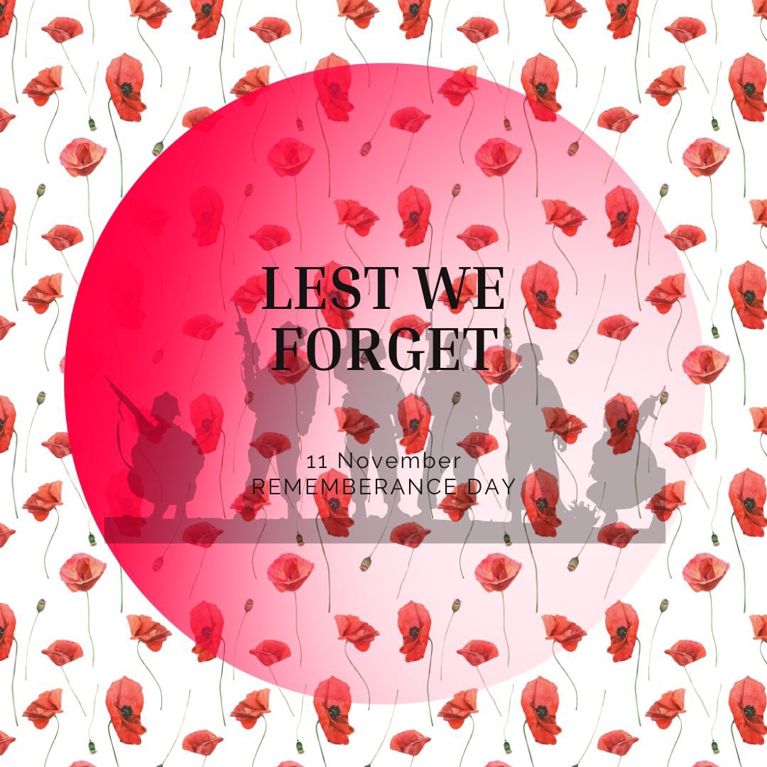They shall not grow old, as we that are left grow old: 
Age shall not weary them, nor the years condemn. 
At the going down of the sun and in the morning 
We will remember them.

#lestweforget🌹 #remembranceday #weshallnotforget #thankful