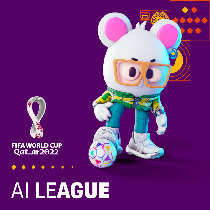 FIFAWorldCup's tweet photo. Introducing the AI League: FIFA World Cup Qatar 2022 edition! ⚽️ 

Coach 4-on-4 casual football with your AI-controlled trainable characters that you can collect and trade. Play in iconic stylized streetball locations across the globe from Rio to Paris! 🏝🗼