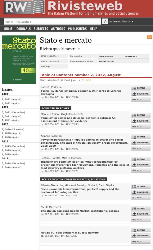 _beabian's tweet photo. È online il nuovo numero di .@StatoeMercato! Cinque contributi su #populismo, #sceltedivoto, #offertapolitica. E un ricordo di Lorenzo Borgogna a cura di Roberto Pedersini👇🏻
https://t.co/ENe5QV1rzQ https://t.co/C6n1Z006Qv