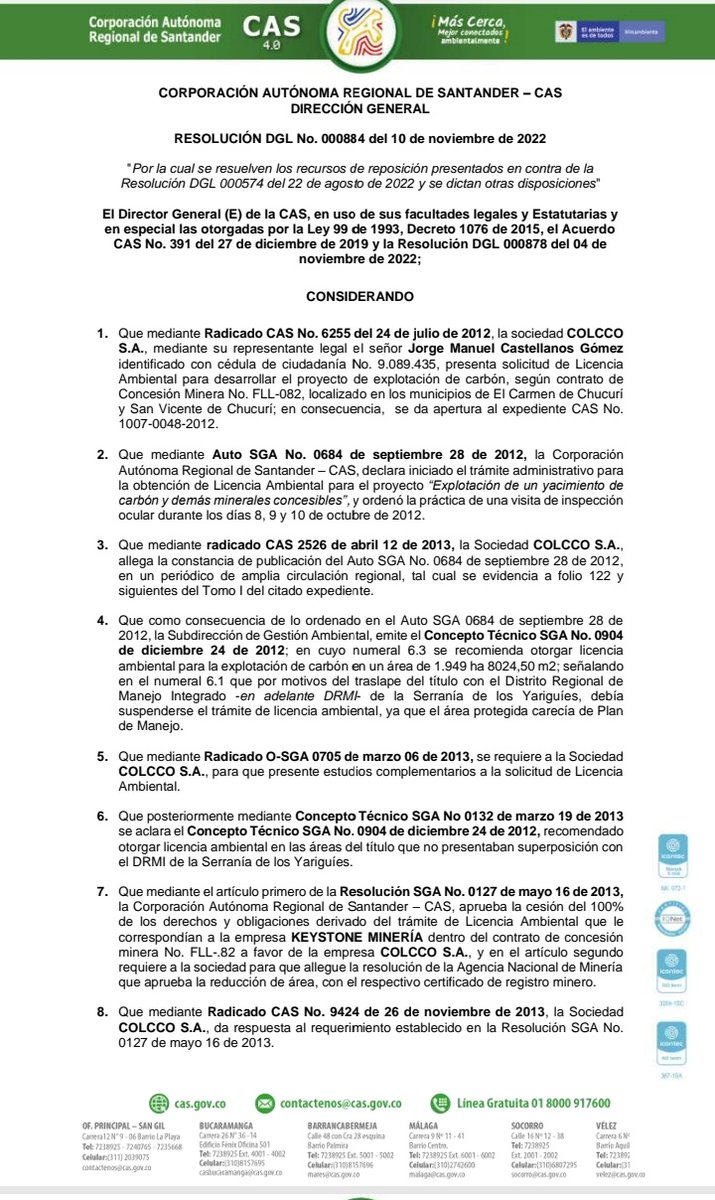MariaJo96810200's tweet photo. La #CAS_SANTANDER decide confirmar la licencia ambiental que permite la explotación de carbón a cielo abierto en #SanVicentedeChucuri y #ElCarmendeChucuri 
Una decisión que rechazamos contundentemente
#COLCCONOVA #NoMineria #GustavoPetro #franciamarquez #SusanaMuhamad #irenevelez https://t.co/J6Q0ynxN1J