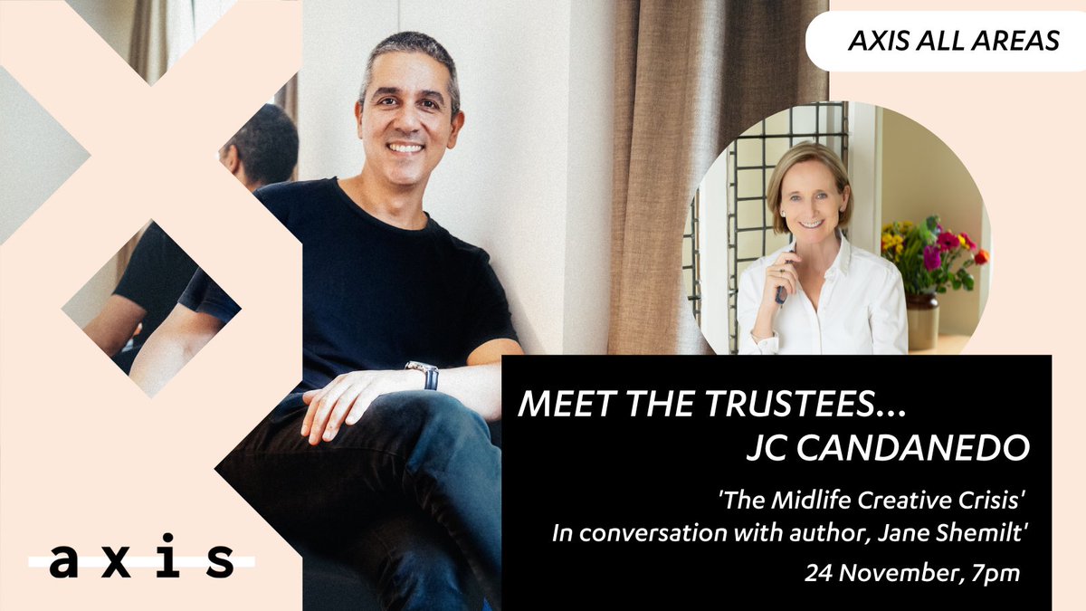 Join us for our free, public 'Meet the Trustees' event 'The Midlife Creative Crisis' with @JCCandanedo, in conversation with author, @JaneShemilt. 24th Nov 7pm Reflections on being a mid-career creative and starting your practice later in life. Sign up: community.axisweb.org/c/events/meet-…