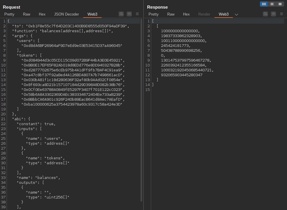 Grifo's tweet photo. Do you want to understand what your favorite DApp is doing? Which contracts are being called, and how? 

I released the Web3 Decoder Burp Extension to make your life a bit easier!

Github:
https://t.co/I5gIqGFNFk

Post:
https://t.co/Z3eDkQ7kby

A little thread! 👇 https://t.co/z6PcycJGZk