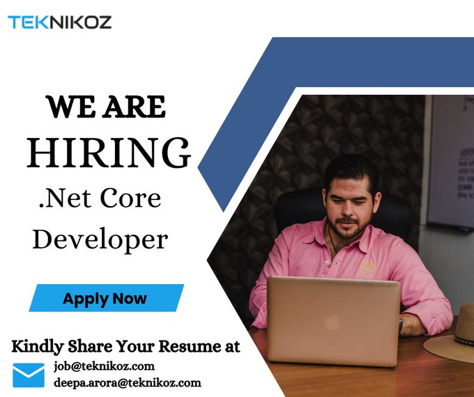 Teknikoz1's tweet image. “WE ARE HIRING”
For .Net Core Developer
Experience- 6 to 10 years
More Info- linkedin.com/feed/update/ur…
Email your resume at-
job@teknikoz.com
deepa.arora@teknikoz.com
#TEKNIKOZ #dotnetcoredeveloper