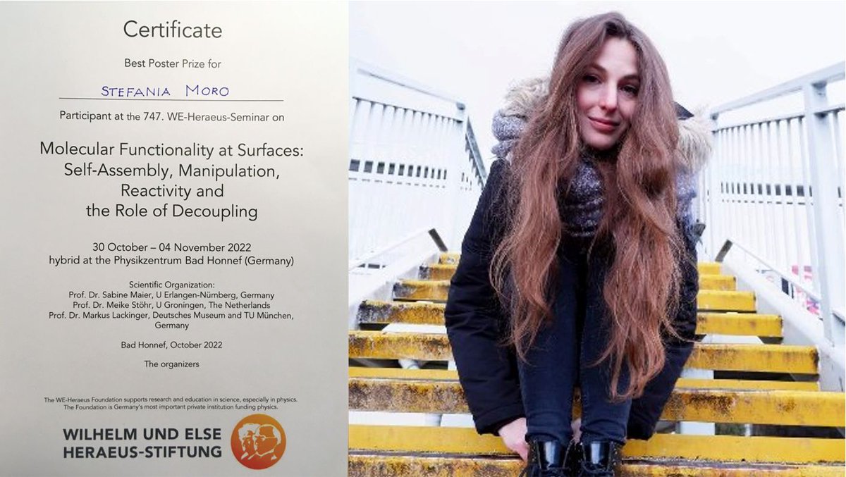 Costantini Group (@costantinigroup) on Twitter photo Last week, <a href="/Stefimoro1/">Stefania Moro</a> was awarded the Best Poster Prize at the 747. WE-Heraeus-Seminar on Molecular Functionality at Surfaces, ex-aequo with <a href="/ARoslawska/">Anna Roslawska</a> and @k_as_in_chaotic. Very well done!!! #proudsupervisor Last week, <a href="/Stefimoro1/">Stefania Moro</a> was awarded the Best Poster Prize at the 747. WE-Heraeus-Seminar on Molecular Functionality at Surfaces, ex-aequo with <a href="/ARoslawska/">Anna Roslawska</a> and @k_as_in_chaotic. Very well done!!! #proudsupervisor