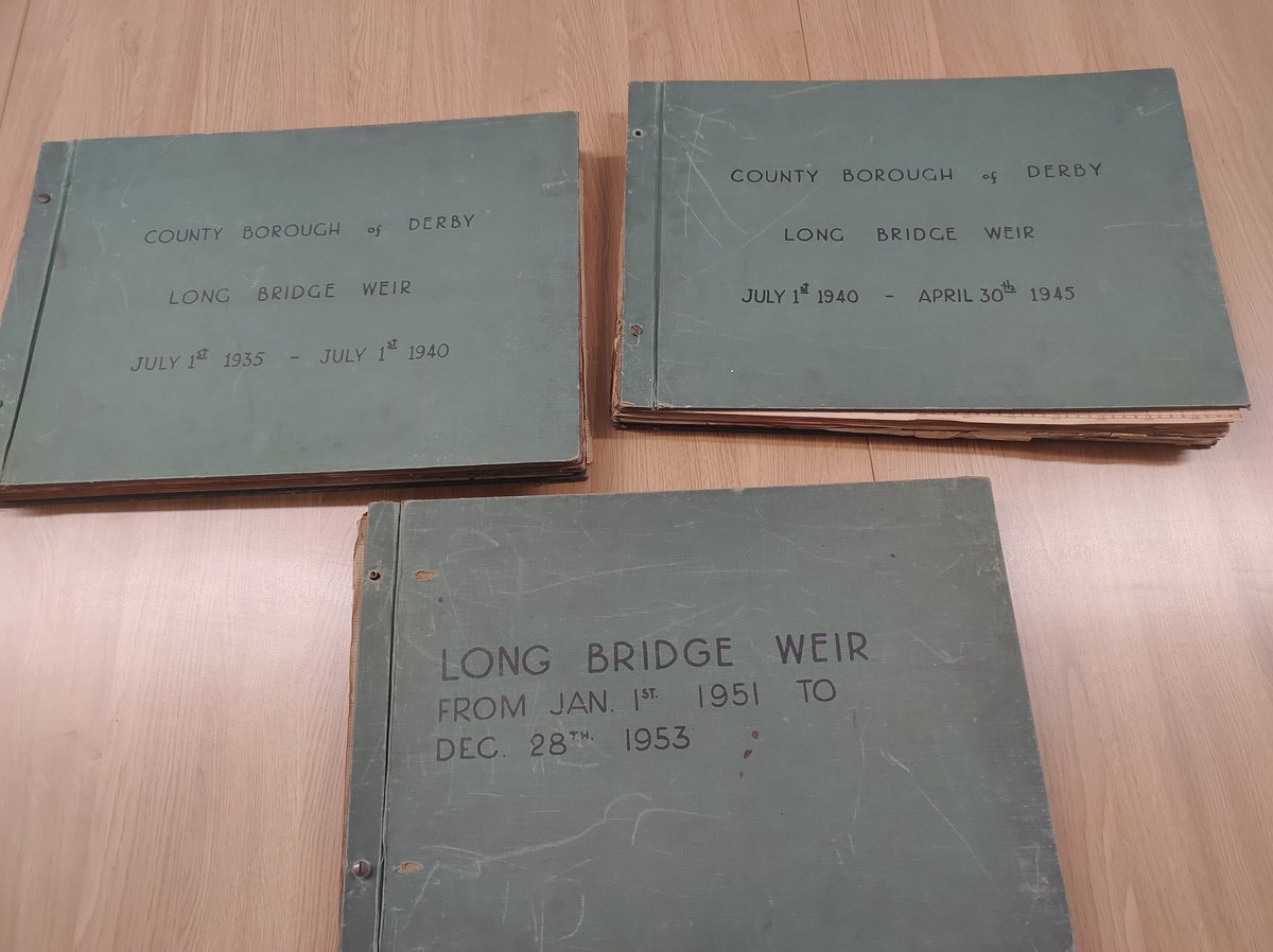Had a great afternoon yesterday checking over some old river level charts. We are getting these particular ones digitised and the data extracted to better inform the flood hydrology of the city of Derby, so here comes a little data rescue 🧵 and photos from my afternoon!