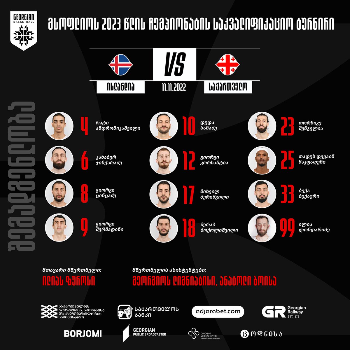 🇬🇪 საქართველოს ეროვნული ნაკრების შემადგენლობა

#WinForGeorgia