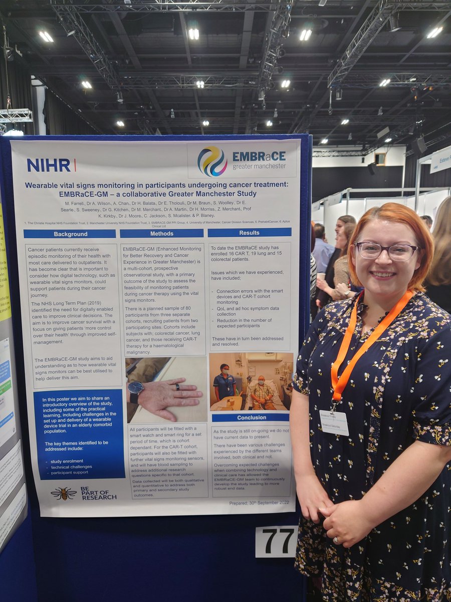 MTFarrell89's tweet photo. So incredibly honoured to be representing the @GmEmbrace team at @UKONSmember conference 2022. Excited to share the great work we have been doing, and the potential of wearable vital signs monitoring for patients receiving cancer care!
#UKONS2022 #TeamChristieAtUKONS https://t.co/qRwrFhrxct