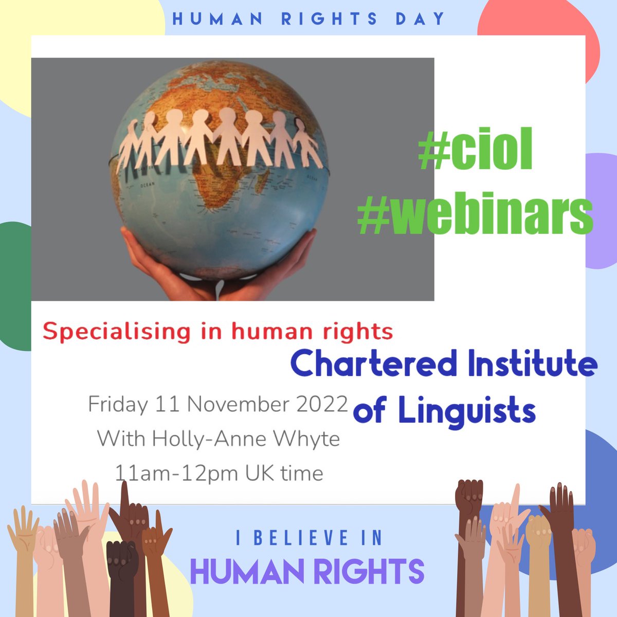 ConsultSlovak's tweet photo. Tune in today ⁦@CIOL_Linguists⁩ free webinar on important subject of #humanrights and what role can #languageprofessionals play here and also how to get involved if you’re #ethicallinguist #translator #interpreter interested in such work with ⁦@HollyAnneWhyte⁩ https://t.co/q6w0nZatrC