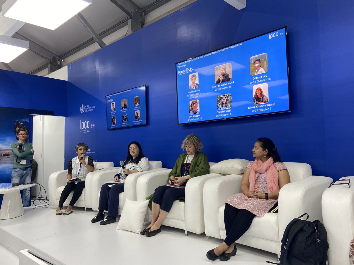 EmilieLitsas's tweet photo. Globally, women’s carbon footprint is 6-28% less than men’s re: @IPCC_CH report. This is not just due to higher rates of female poverty, but more sustainable consumption + energy choices. This is a call to design green solutions with &amp; by women #cop27 @TuckSchool @Kennedy_School https://t.co/RscYWnCPuC