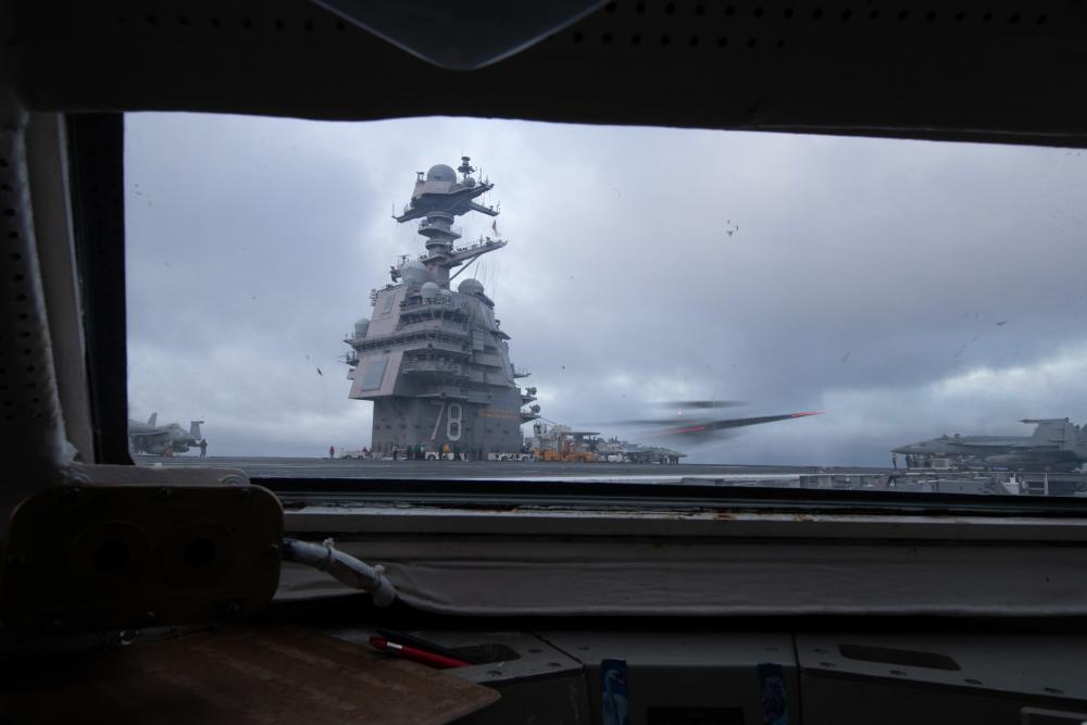 Office views 😎 during exercise #SilentWolverine 

The first-in-class aircraft carrier @Warship_78 is conducting a combined training exercise that tests Ford-class aircraft carrier capabilities through integrated high-end naval warfare scenarios with participating #allies.