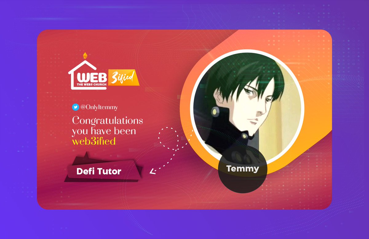 Introducing <a href="/Only1temmy/">𝕋𝕖𝕞𝕞𝕪🦇🔊</a> DeFi Tutor and Content Writer <a href="/web3ified/">The Web3 Church</a> 
We are super bullish on your success with us.

GREATNESS IS KNOCKING