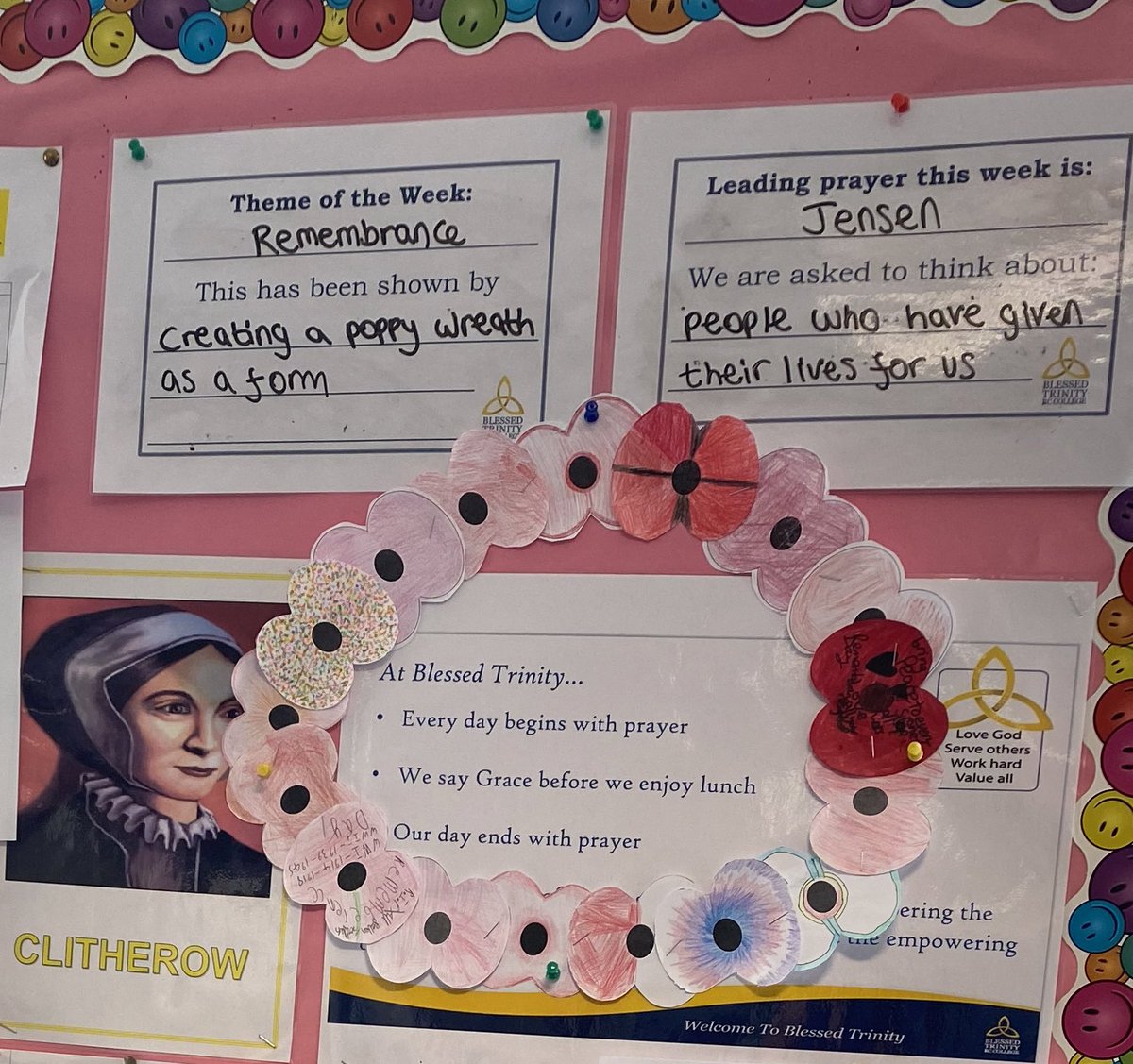 RE_BTRCC's tweet photo. Beautiful wreaths prayerfully made in Collective Worship this week in Forms @BTRCCinfo #remembrance #ValueAll https://t.co/E6N55edCme