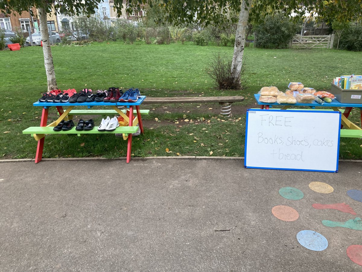 Free bread, books, doughnuts and shoes this week. It's proving a popular event for many families #believeyoucan #community #collaboration #allchildrenallbackgroundsallsucceeding #bekind