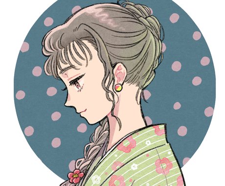 1girl solo jewelry earrings braid japanese clothes kimono  illustration images